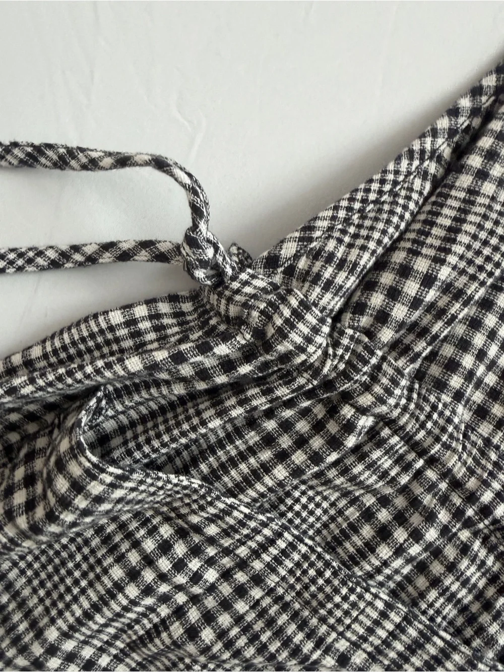 Free People Black & White Gingham Pinafore Mini-Dress